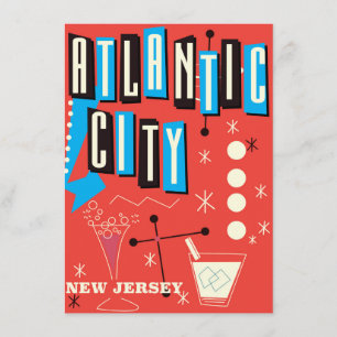 Atlantic city Vintage spelresor affisch Inbjudningar