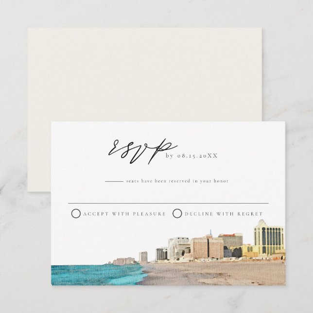 ATLANTIC CITY Watercolor OSA Postcard Inbjudningar (Fram/baksida)