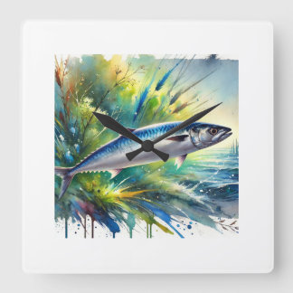 Atlantic Herring 040924AREF134 - Watercolor Fyrkantig Klocka