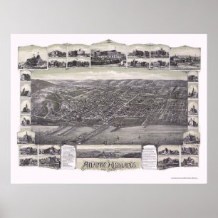 Atlantic Highlands, NJ Panoramic Karta - 1894 Poster