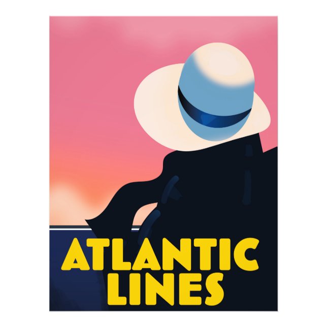 Atlantic Lines kryssningsfartyg resaffisch Fototryck (Framsidan)