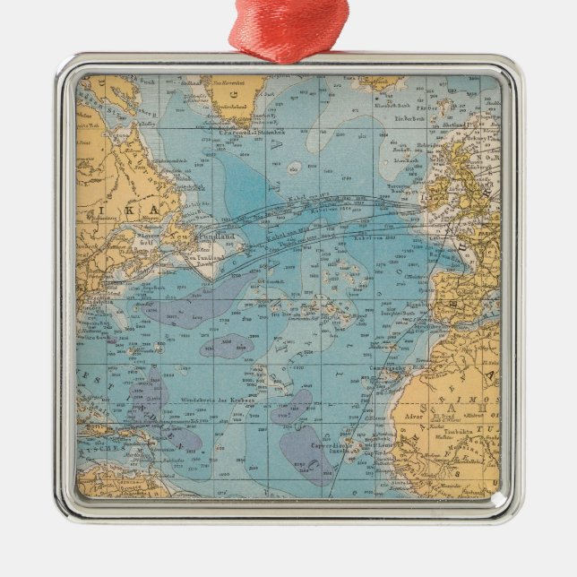 Atlantic Ocean karta Julgransprydnad Metall (Framsidan)