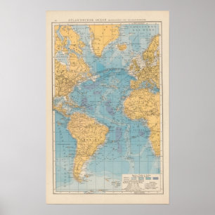 Atlantic Ocean karta Poster