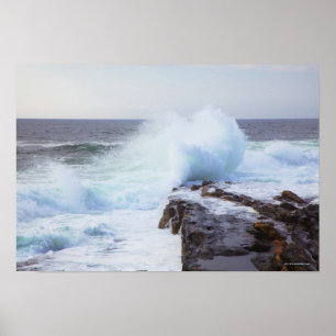 Atlantic Ocean vinkar att krascha in i Maines Poster