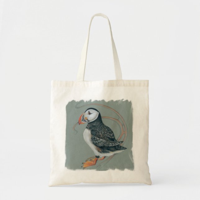 Atlantic Puffin Bird Art Teckning Tygkasse (Framsidan)