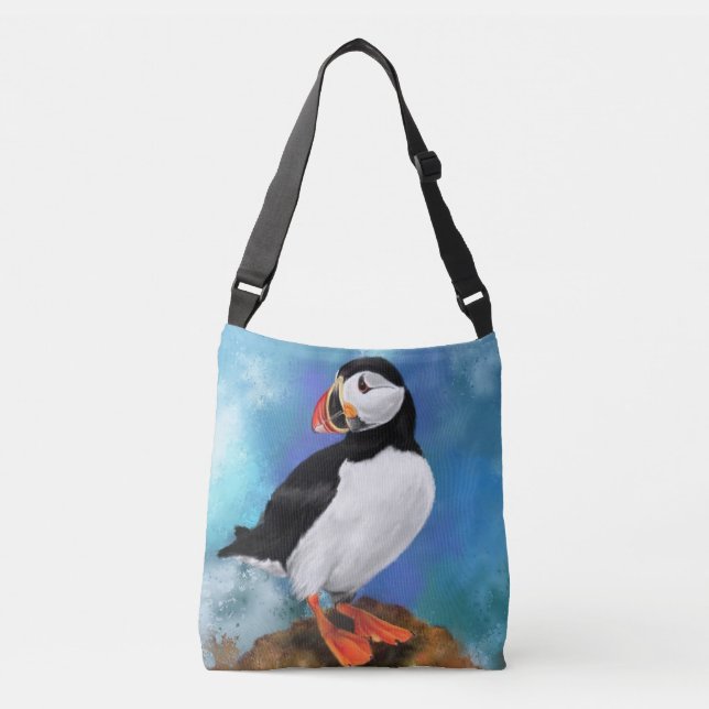 Atlantic Puffin Bird Crossbody Bag eller Tote Bag Axelväska (Framsida)