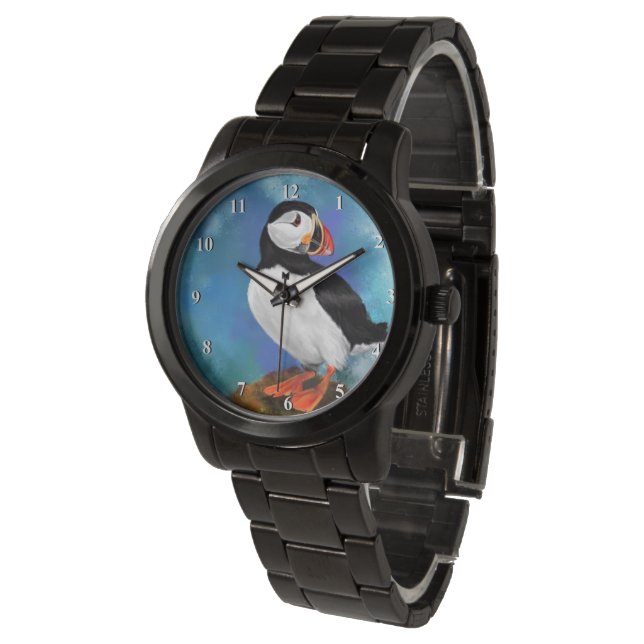 Atlantic Puffin Bird Watch - Målning Armbandsur (Vinklad)