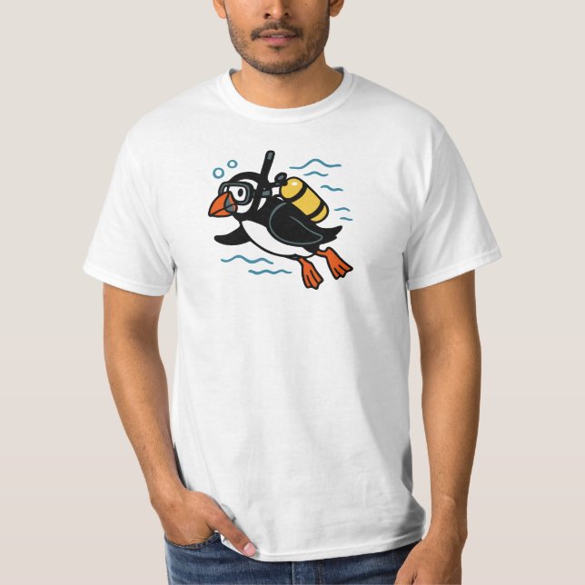 Atlantic Puffin Diving T Shirt (Framsida)