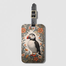 Atlantic Puffin William Morris Inspired Blommigt Bagagebricka