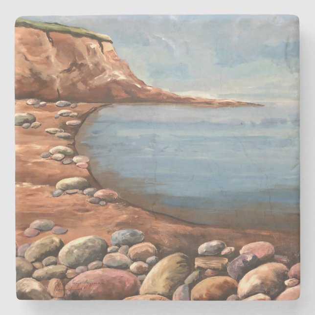 Atlantic Sea Coast Hand Painted Stenunderlägg (Framsidan)
