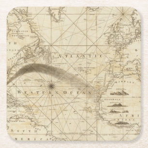 Atlanticet Ocean Underlägg Papper Kvadrat