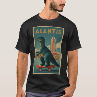 Atlantis” Art Deco Dino on Skateboard T Shirt