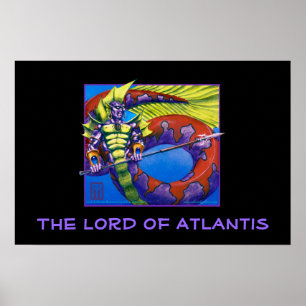 Atlantis herre på svart utskrift poster