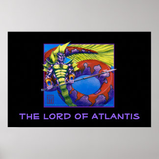 Atlantis herre på svart utskrift poster
