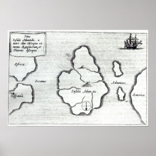 Atlantis karta, från Mundus subterraneus Poster