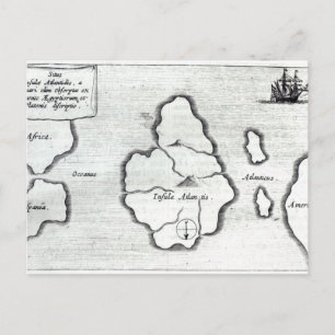 Atlantis karta, från Mundus subterraneus Vykort