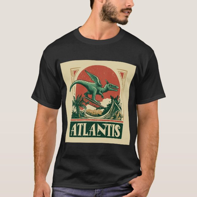 “Atlantis” Pterosaur på skateboard T Shirt (Framsida)