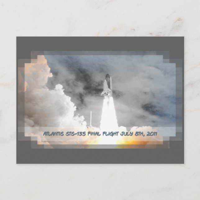 Atlantis Space Shuttle STS-135 Last Flight Vykort (Framsida)