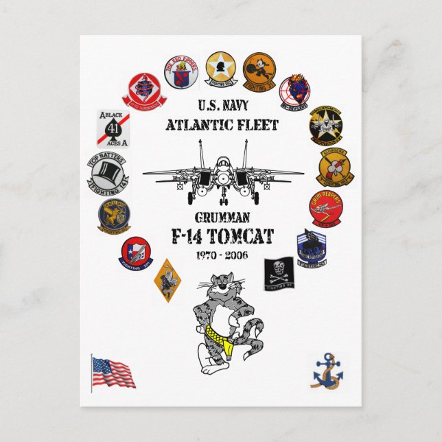 ATLANTISK FLEET - F-14 TOMCAT SQ. VYKORT (Framsida)