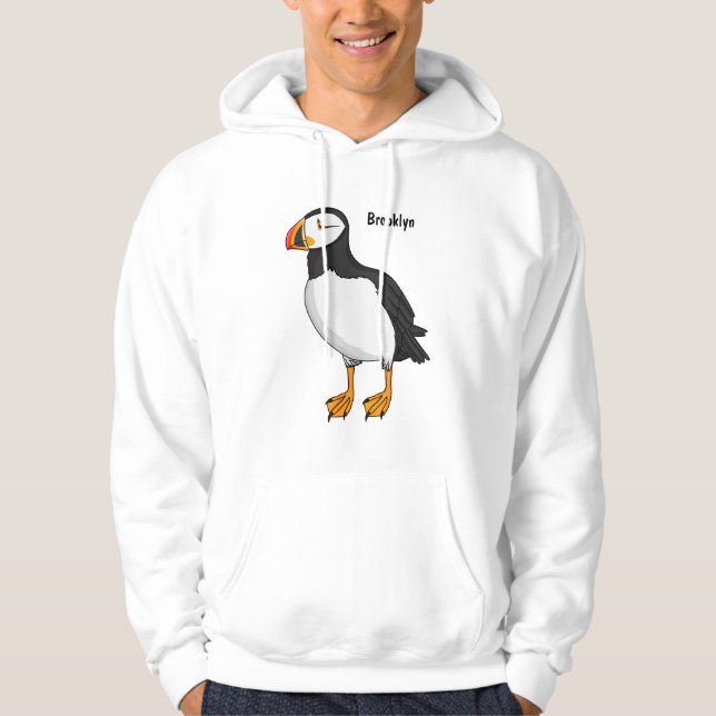 Atlantisk puffin-illustration hoodie (Framsida)