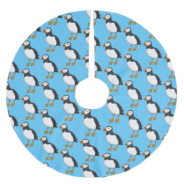 Atlantisk puffin-illustration julgransmatta borstad polyester (Framsidan)