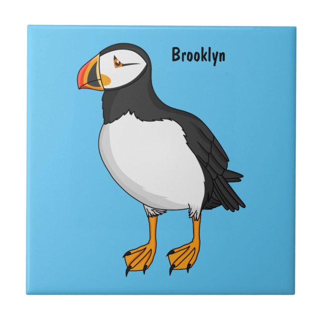 Atlantisk puffin-illustration kakelplatta (Framsidan)