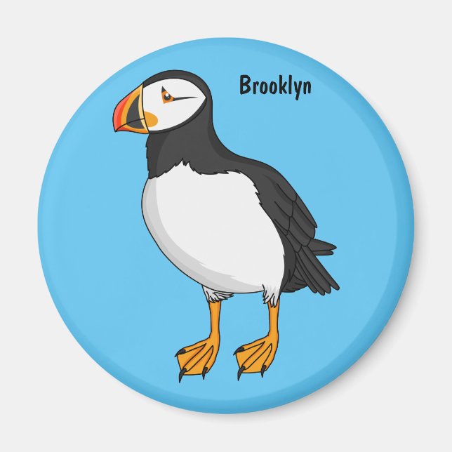 Atlantisk puffin-illustration magnet (Framsidan)