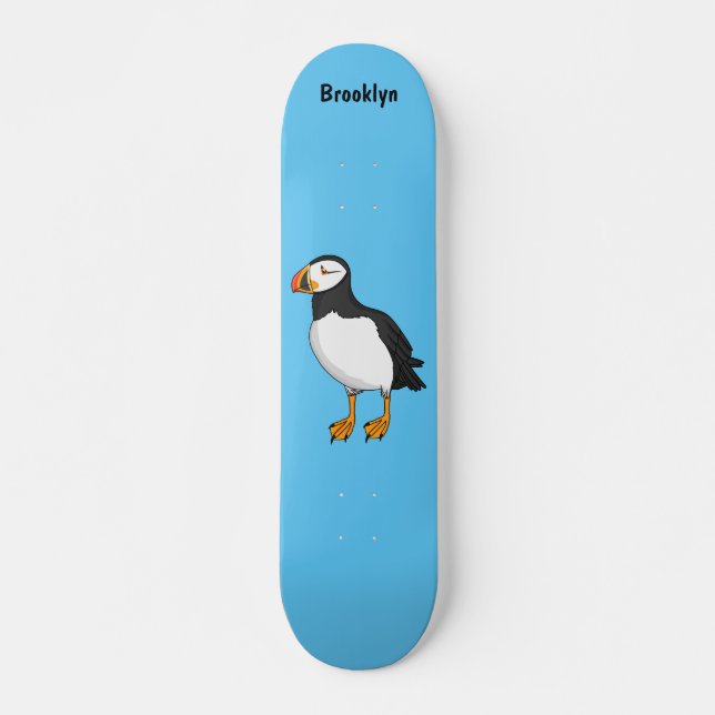 Atlantisk puffin-illustration mini skateboard bräda 18,5 cm (Framsida)