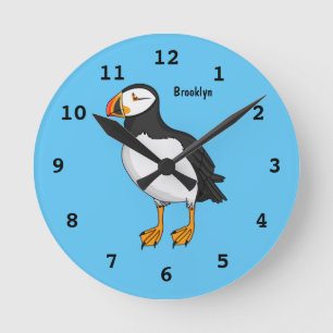 Atlantisk puffin-illustration rund klocka