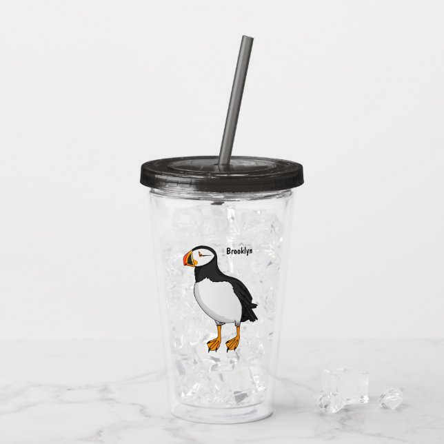 Atlantisk puffin-illustration take away mugg (Baksida Ice)
