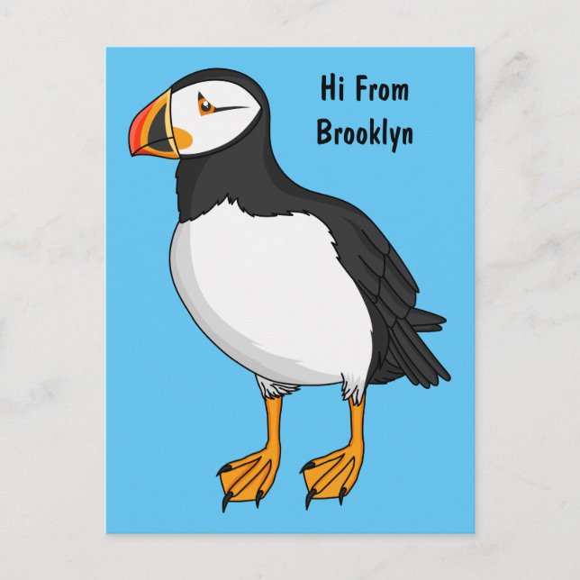 Atlantisk puffin-illustration vykort (Framsida)