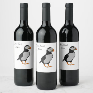 Atlantisk Puffin (stående) Vinflaska Etikett