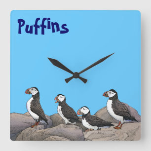 Atlantisk puffins fyrkantig klocka