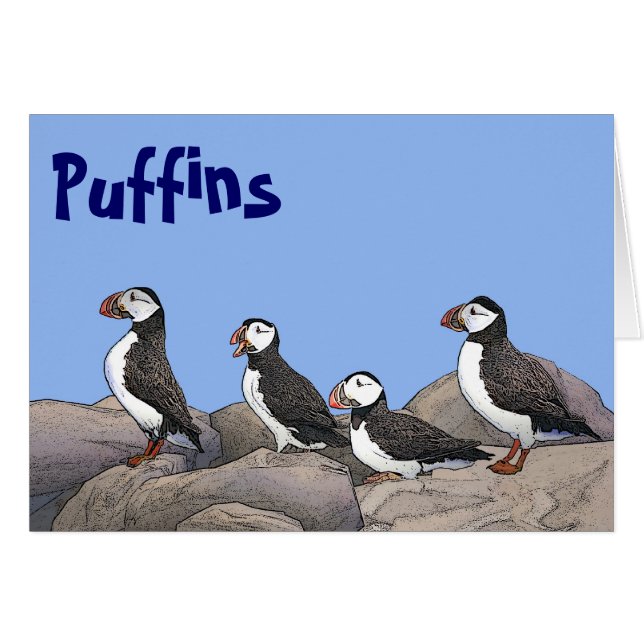 Atlantisk puffins hälsningskort (Framsidan Horizontal)
