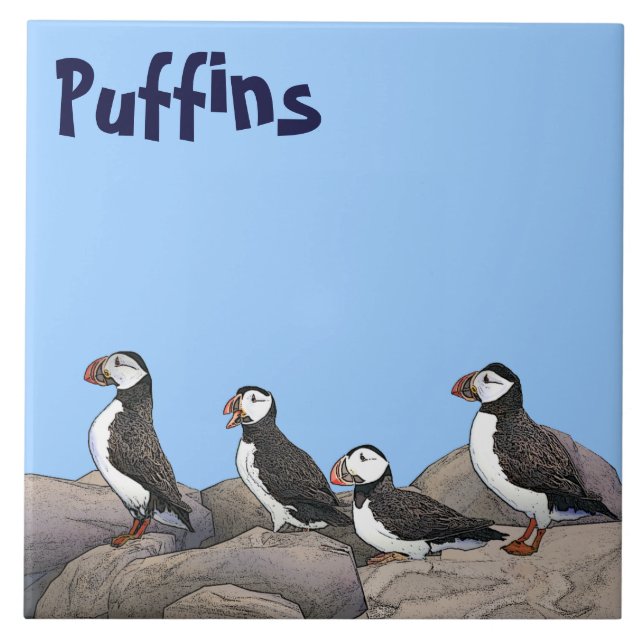 Atlantisk puffins kakelplatta (Framsidan)
