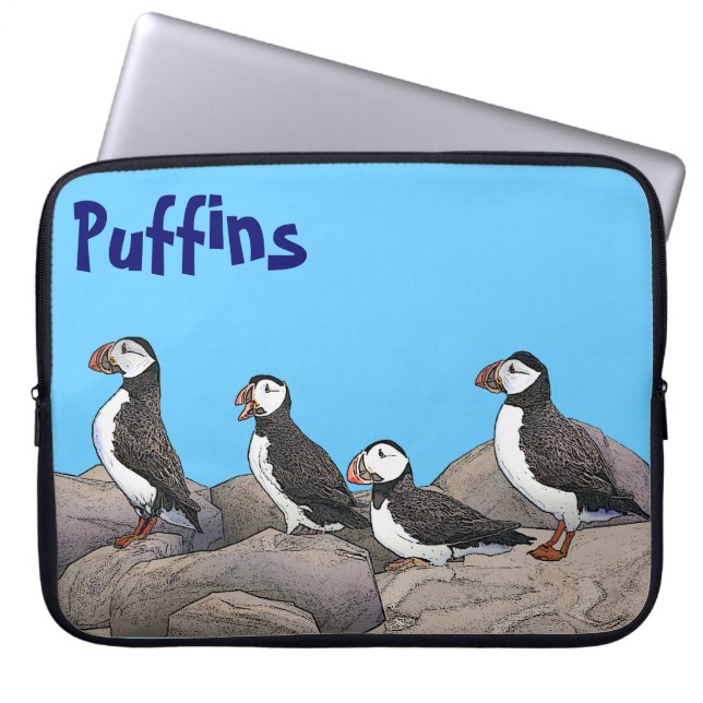Atlantisk puffins laptop sleeve (Framsidan)