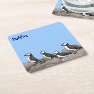 Atlantisk puffins underlägg papper kvadrat