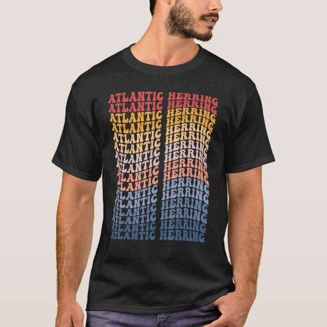 Atlantisk Sill Groovy Retro Fisk T Shirt (Framsida)