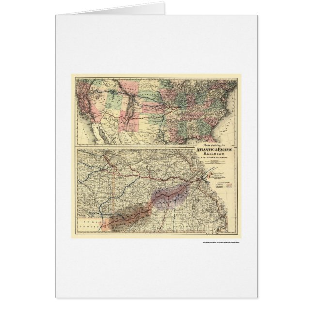 Atlantisk & Stillahavs- järnvägkarta 1873 Hälsningskort (Framsidan)