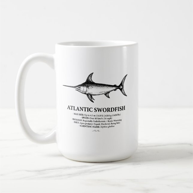 Atlantisk svärdfisk vetenskaplig illustration  kaffemugg (Vänster)