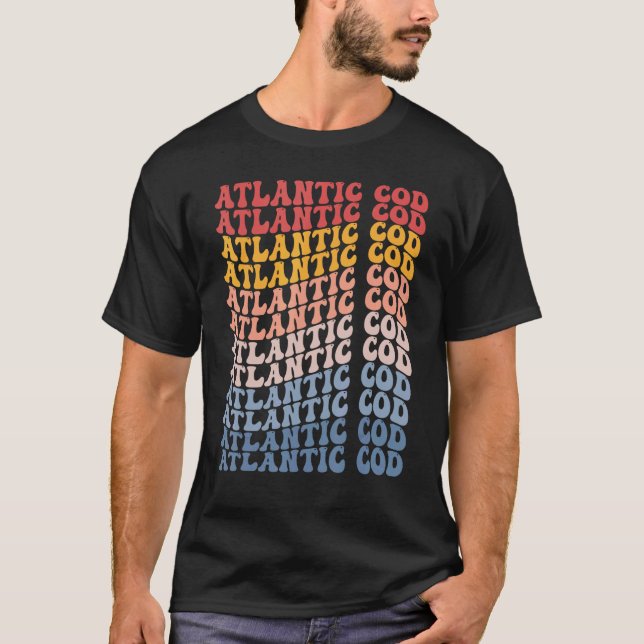 Atlantisk Torsk Groovy Retro Fisk T Shirt (Framsida)