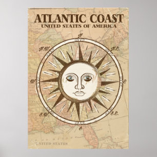 Atlantområdet Kusten USA vintage resor poster