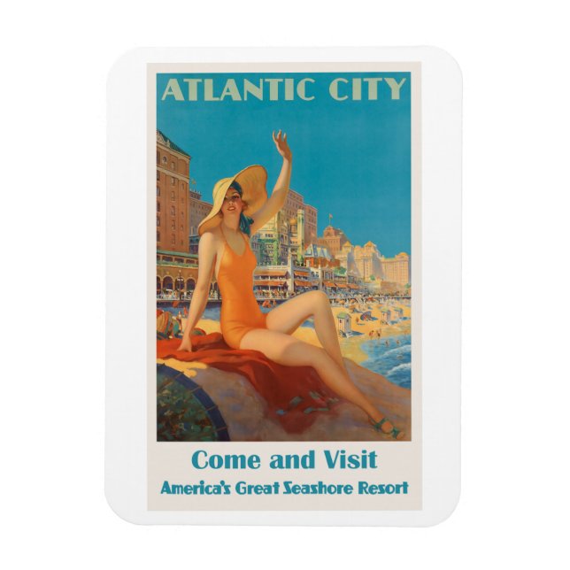 Atlantstadens Vintage resor Poster Magnet (Vertikal)