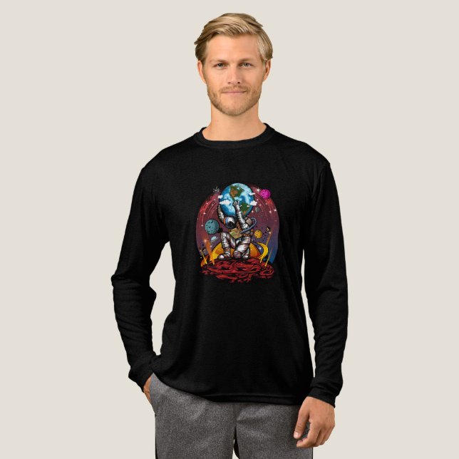 Atlas Astronaut Holding Earth Mars Galaxy Cosmic T Shirt (Hel framsida)