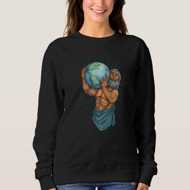 Atlas Carrying Wold Greek Mythology   T Shirt (Framsida)