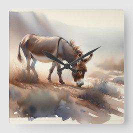 Atlas Donkey AREF409 - Watercolor Fyrkantig Klocka