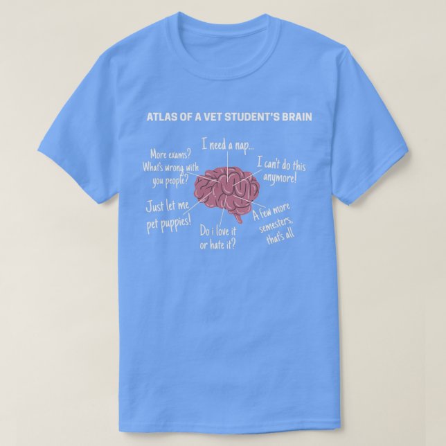 Atlas från en Vet student-hjärna, lustig veterinär T Shirt (Design framsida)