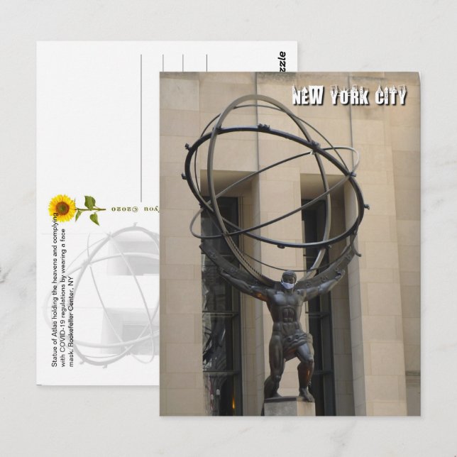 Atlas Holding the Heavens - NYC V vycard Vykort (Fram/baksida)