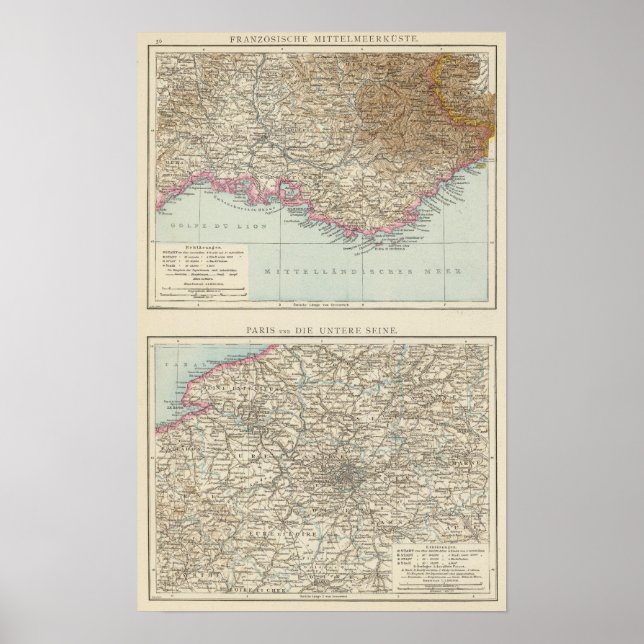 Atlas Karta av Frankrike Poster (Framsidan)