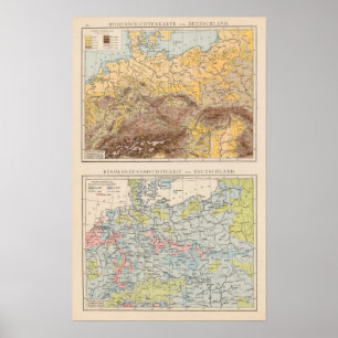 Atlas karta i Centraleuropa Poster